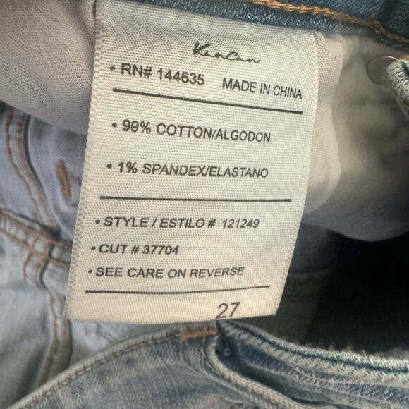 NWT Kancan Distressed Raw Hem Skinny Jeans Medium Wash High Waist Size 27x28 - Picture 9 of 10